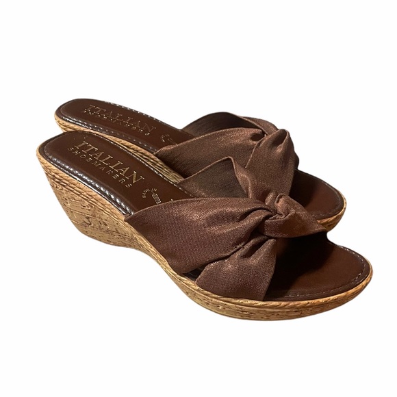 Italian Shoemakers Shoes - Italian Shoemakers Brown Wedge Sandals
